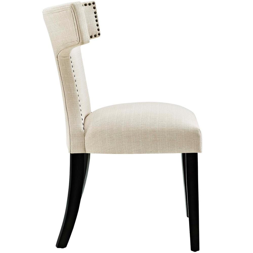 Beige Hourglass Parsons Side Chair with Nailhead Trim