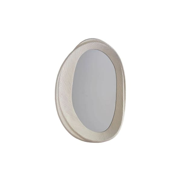 Storied Home 18.1 in. W x 26 in. H Polyresin Framed Matte White Wall Decorative Mirror