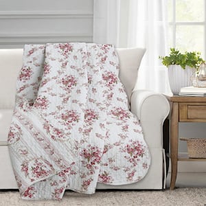 Cozy Line Home Fashions Romantic Cottage Peachy Pink Peony Shabby Chic  Chintz Floral Stripe Cotton Throw Blanket BB01090416TH - The Home Depot