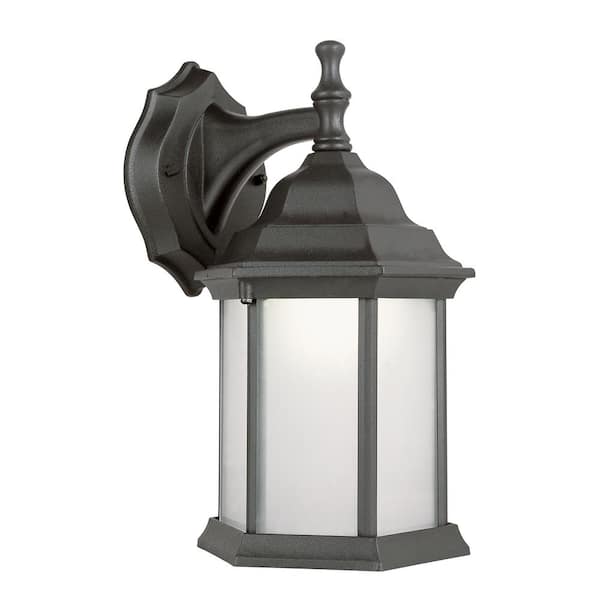 Bel Air Lighting Cumberland 1-Light Black Outdoor CFL Coach Wall Lantern Sconce with Frosted Glass