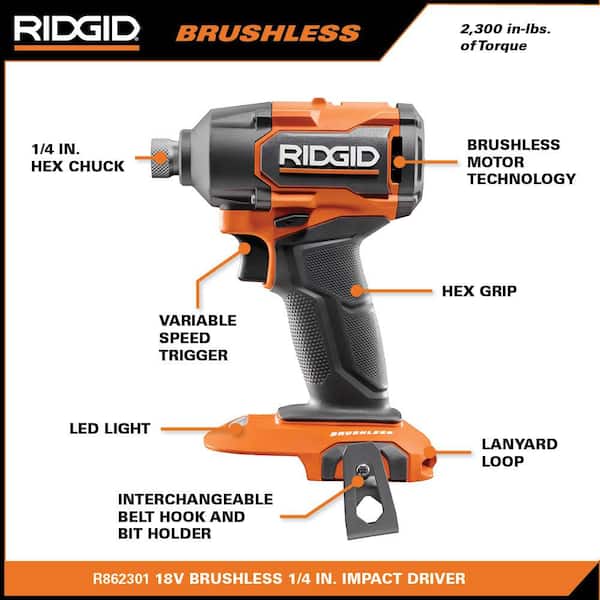RIDGID 18V Brushless Cordless 2-Tool Combo Kit with Drill