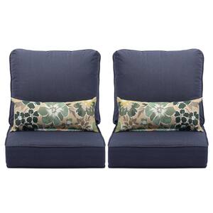 23 in. W x 25.6 in. D Outdoor Lounge Chair Seat/Back Cushion with Piping (Set of 2)