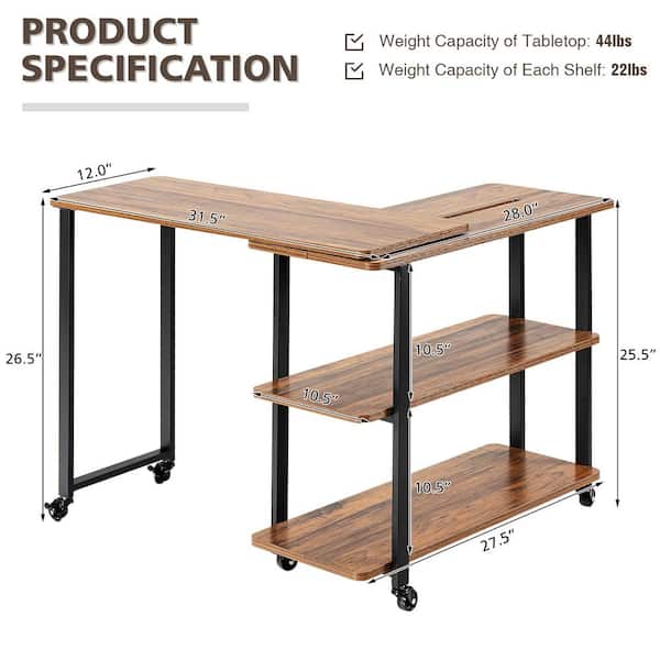 ANGELES HOME 31.5 in. Brown Wood Patented 360° Free Rotating ANGELES HOME 31.5 in. Brown Wood Patented 360° Free Rotating