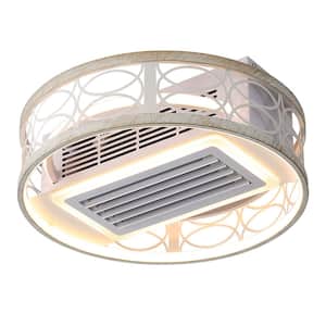 20 in. Modern Leafless Caged Flush Mount Low Profile LED Ceiling Fan with Remote Control, 6 Speed, Reversible Motor