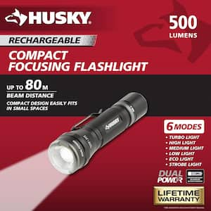 500-Lumens Dual Power Focusing Aluminum Flashlight