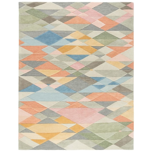 Rodeo Drive 9 ft. x 12 ft. Gray/Blush Geometric Triangle Area Rug