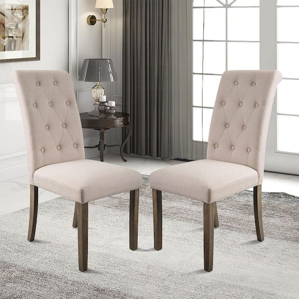 KACEY Straight Back Style LUCKY Upholstered Fabric Dining Chair with Spring  Seating, Espresso legs (Set of 2) - Bed Bath & Beyond - 16150856