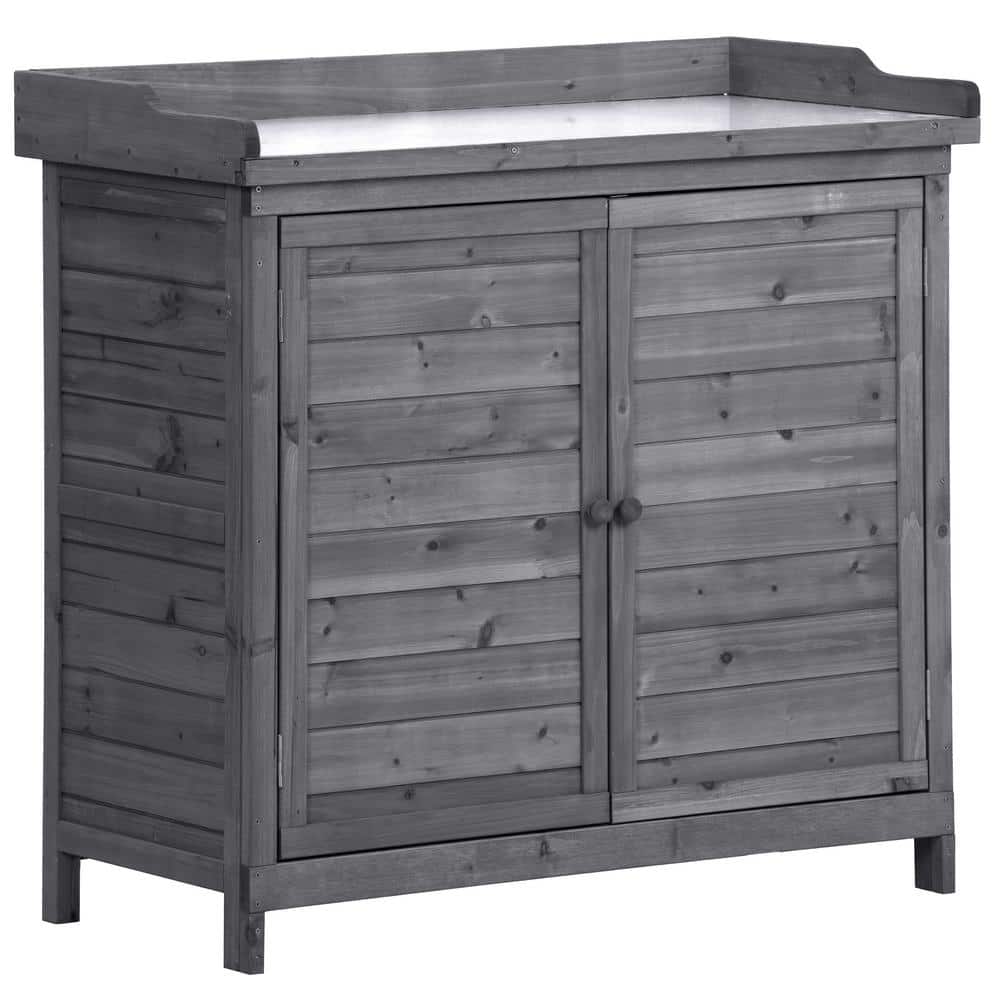 39 in. W x 37.4 in. H Outdoor Potting Bench Table, Garden Workstation Shed 