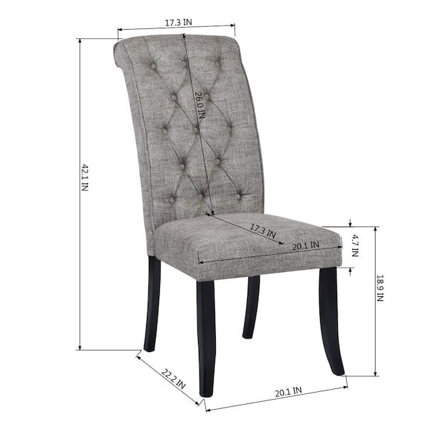 Furniturer Dark Grey Dining Chair Set, Black High Back Upholstered Dining Chairs