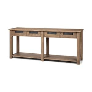 Harrelson III 72 in. Light Brown Standard Rectangle Wood Console Table with Drawers