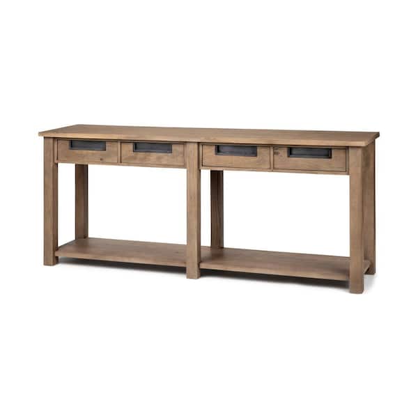 Mercana Harrelson III 72 in. Light Brown Standard Rectangle Wood Console Table with Drawers