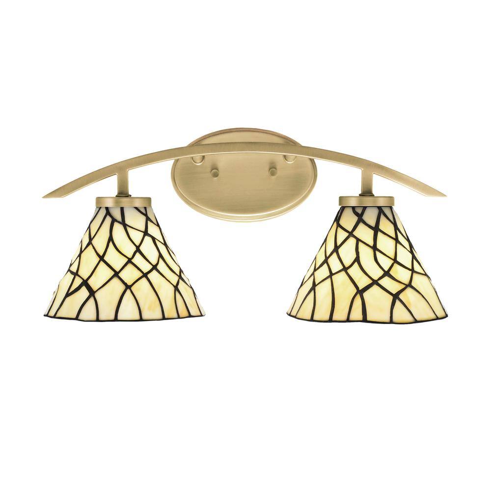 Siena 18.25 in. 2-Light Vanity Light New Age Brass with 7 in. Sandhill Art 