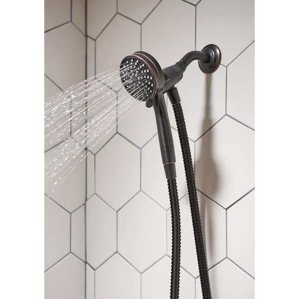 Attract with Magnetix 6-Spray Single Wall Mount 3.75 in Handheld Adjustable Shower Head in Mediterranean Bronze