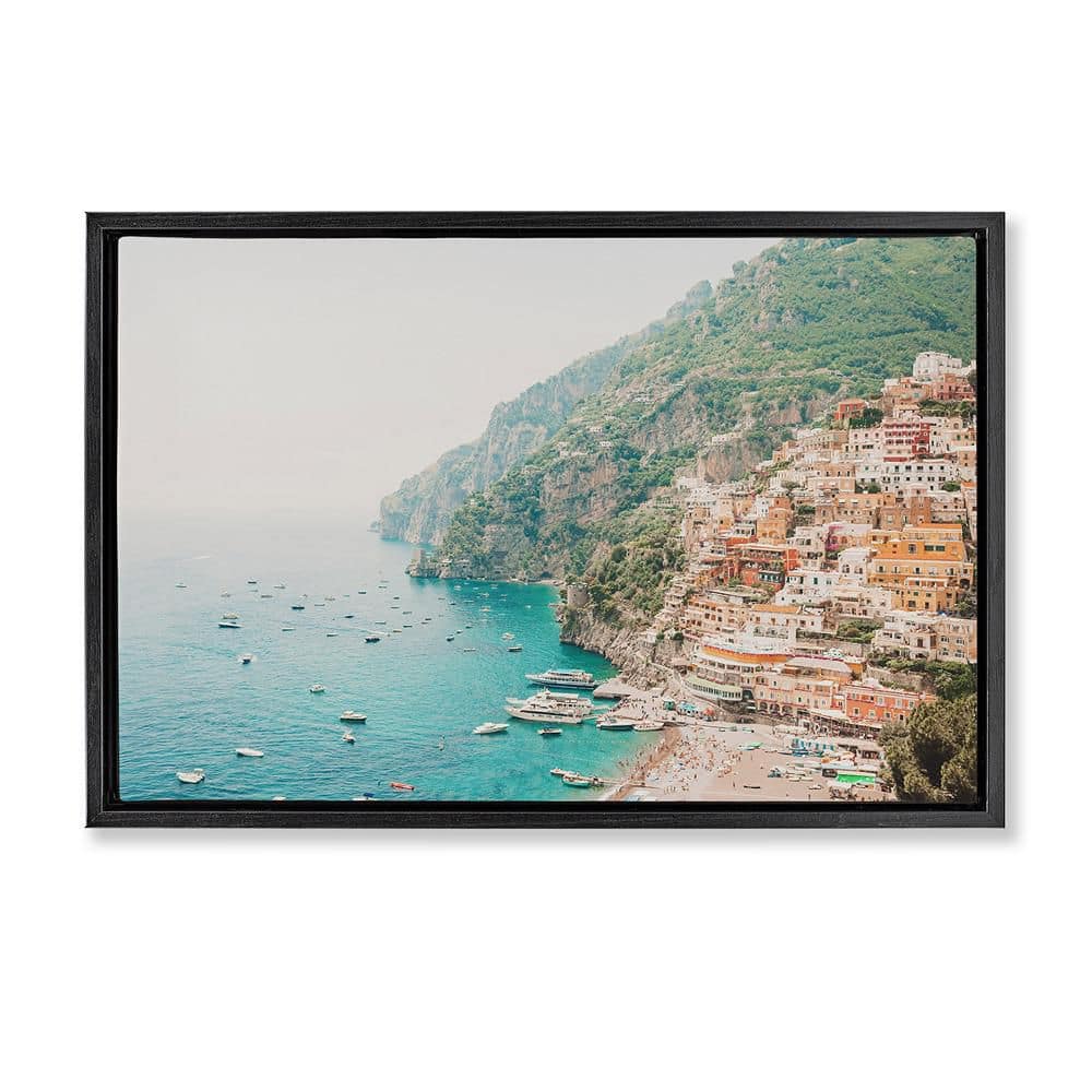 Amalfi Coast Harbor by Sisi and Seb 1-Piece Black Floater Frame Architecture Graphic Art Print 17 in. x 25 in. price history on PriceWatchPro