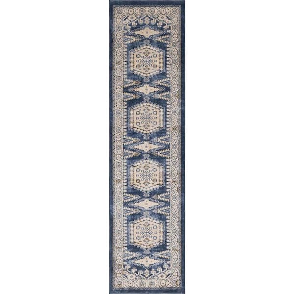 Unique Loom Utopia Larissa Dark Blue 2' 7 x 10' 0 Area Rug