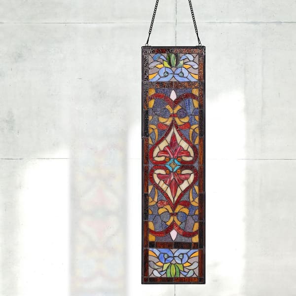River of Goods Red Victorian Stained Glass Fleur De Lis Window