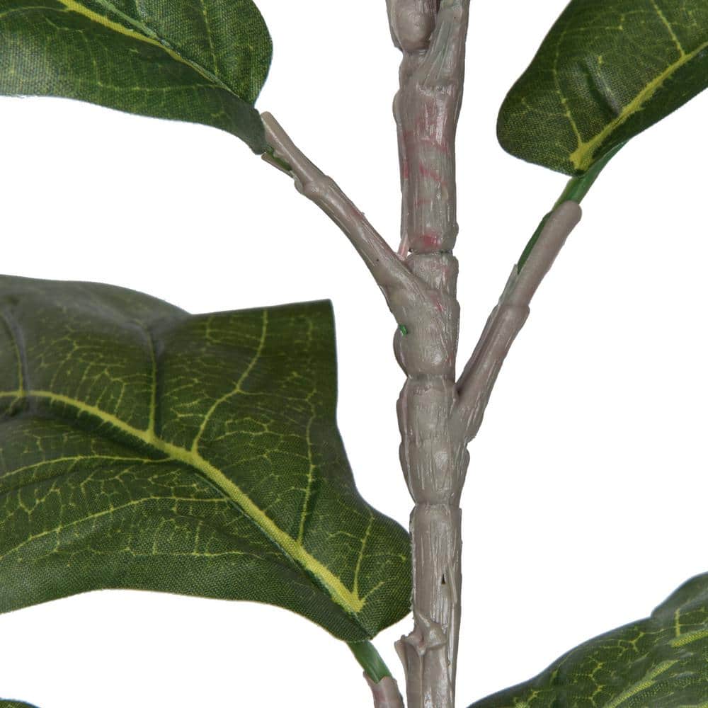 7' Green Faux Fiddle Leaf Fig Tree in Black Pot
