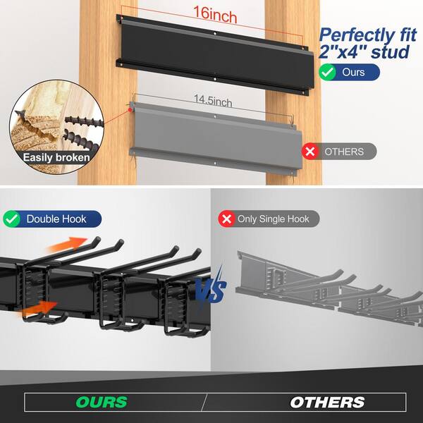 Twinkle Star 64Garage Tool Organizer, Wall Mounted, Adjustable Storage System Heavy Duty 16 Hooks 4 Rails
