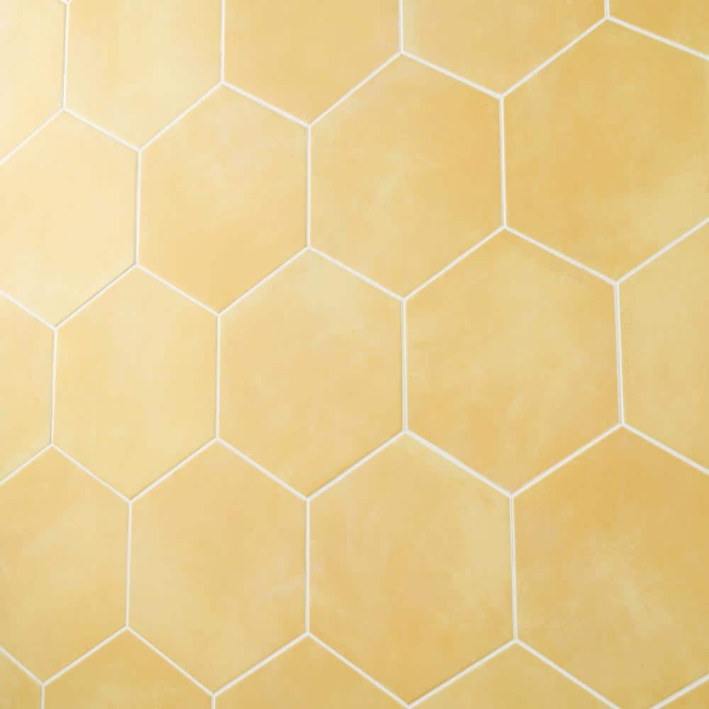 Eclipse Yellow 8" Hexagon Matte Porcelain Floor and Wall Tile