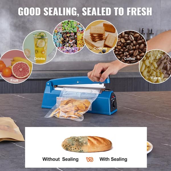 VEVOR Impulse Sealer 8 in. Manual Food Vacuum Sealer Machine with