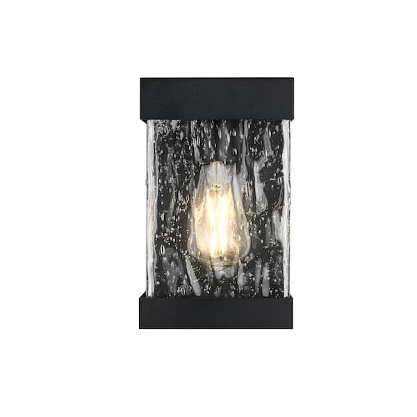10 in. Black Outdoor Hardwired Wall Sconce with No Bulbs Included