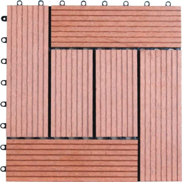 Naturesort 6-Slat 1 ft. x 1 ft. Composite Deck Tile in Dark Tan (11 per Case)