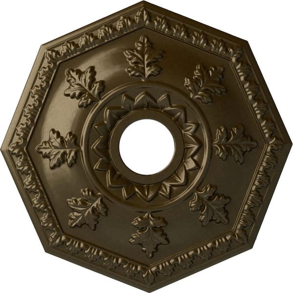 Ekena Millwork 1-1/2" x 18" x 18" Polyurethane Nottingham Ceiling Medallion, Brass