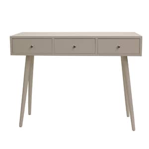 Mid Century Three-Drawer Wood Console Table, Gloss White Finish