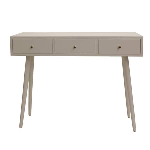 Decor Therapy Mid Century Three-Drawer Wood Console Table, Gloss White Finish