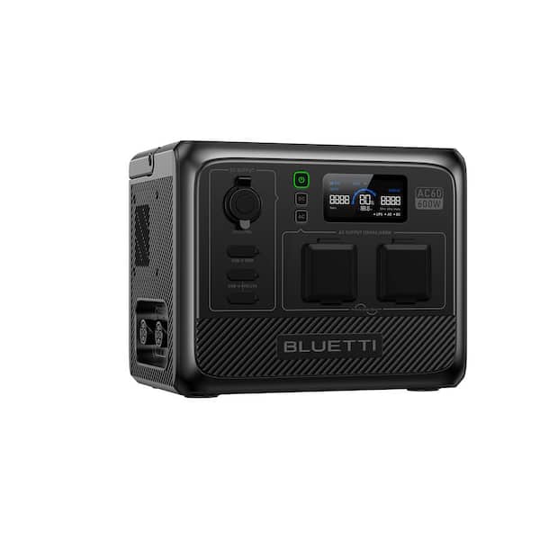 BLUETTI 600-Watt Continuous/1200W Peak Output Power Station AC60 Push Button Start LiFePO4 Battery Solar Generator for Outdoor