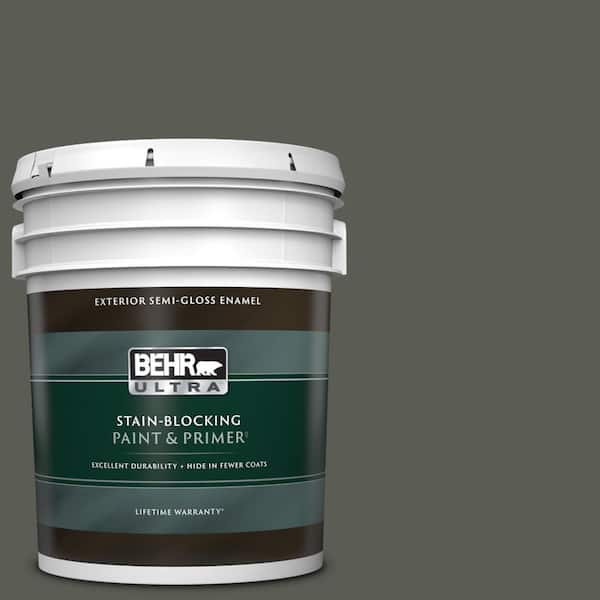 BEHR ULTRA 5 gal. #N380-7 Black Bamboo Semi-Gloss Enamel Exterior Paint & Primer