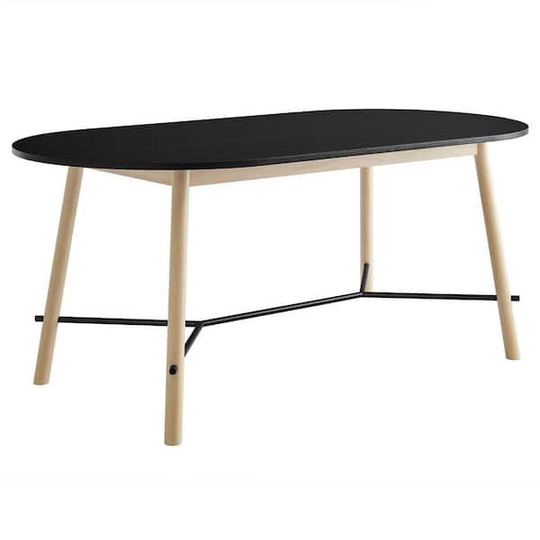 MODWAY Infuse Wood Grain Black Oak 71 in. 4 Legs Dining Table Seats 6