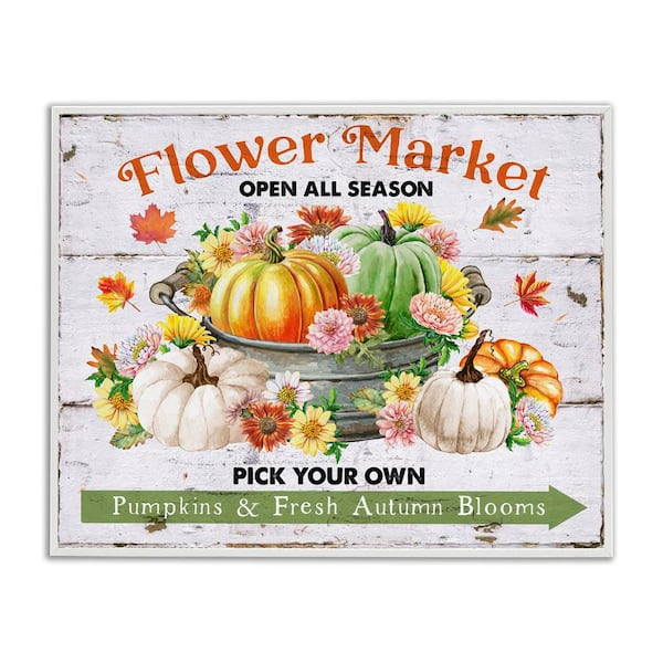 Stupell Industries Pick Your Own Fall Market by Creatif Belle White Framed Nature Giclee Art Print 24 in. x 30 in.