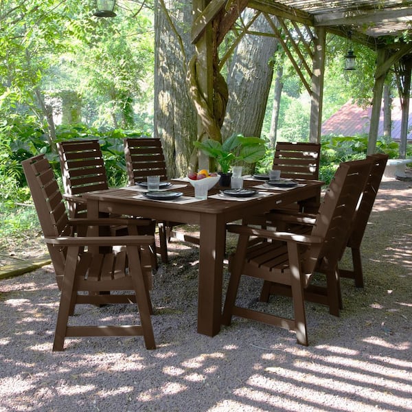 Weatherly Weathered Acorn 7-Piece Recycled Plastic Rectangular Outdoor Dining Set