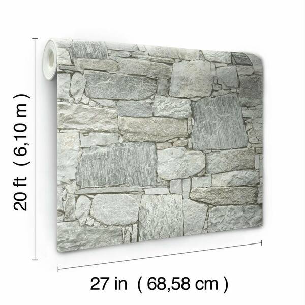 York Wallcoverings 45 sq. ft. Chateau Stone Non-Woven Peel and