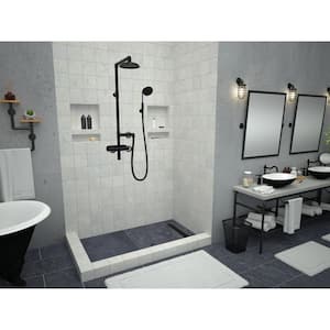 Redi Trench 34 in. x 48 in. Double Threshold Shower Base with Right Drain and Matte Black Trench Grate