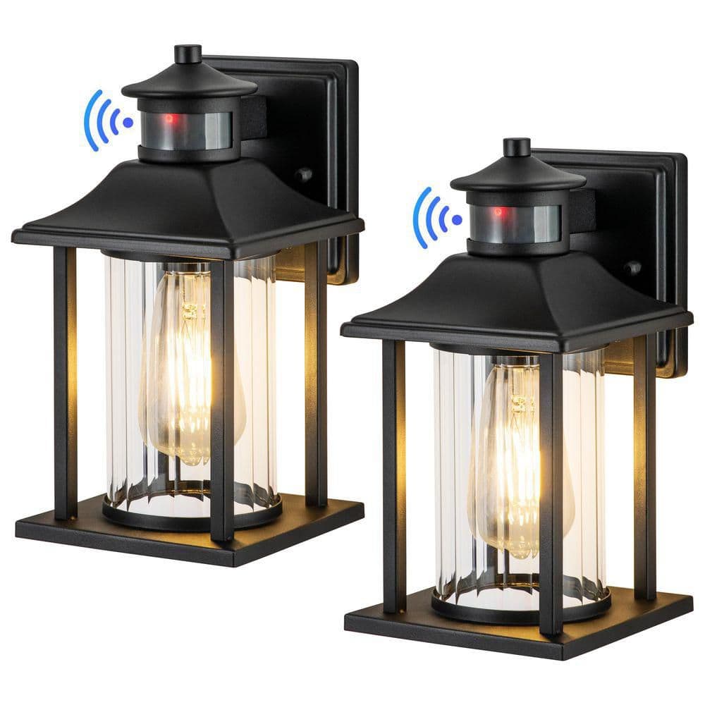 C Cattleya 1-Light Matte Black Motion Sensing Dusk to Dawn Non