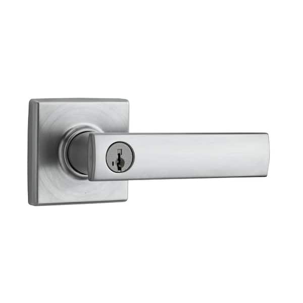 Square Key Handle Kwikset Vedani Square Satin Chrome Entry Door Handle Featuring SmartKey ...