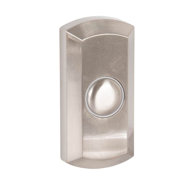 Wired Surface Mount Brushed Polished Nickel Finish Doorbell Push Button with Illuminated LED Chime Button