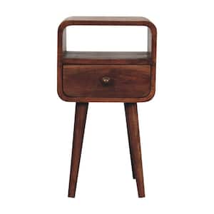 22 in. Brown Solid Wood Square 1-Drawer Nightstand