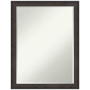 Dappled Black Brown Narrow 20.75 in. x 26.75 in. Petite Bevel Modern Rectangle Wood Framed Bathroom Wall Mirror in Black