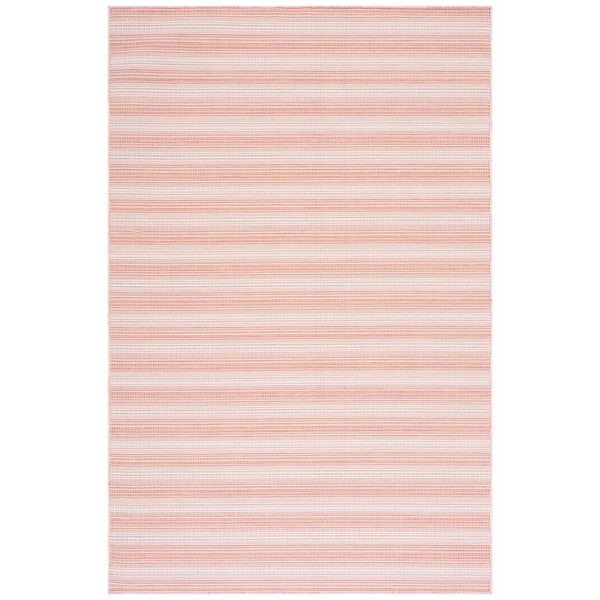 Hampton Terracotta 6 ft. x 10 ft. Faded Striped Indoor/Outdoor Area Rug