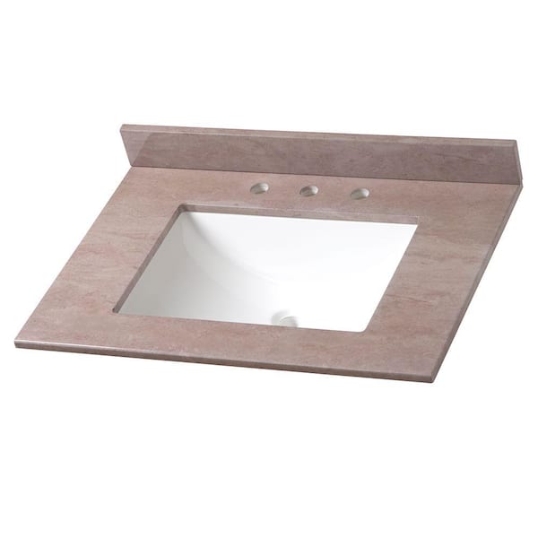 Home Decorators Collection 31 in. W x 21 in. D Cultured Marble White Rectangular Single Sink Vanity Top in Kaiser Grey