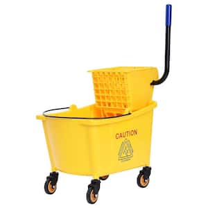 35 qt. Yellow Mop Plastic Bucket Cleaning Wringer Side Press Bathroom Hotel