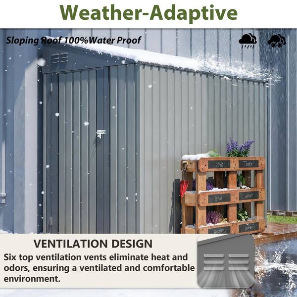 Mondawe Olive grey 4 ft. W x 7 ft. D Outdoor Metal Lean-To Storage