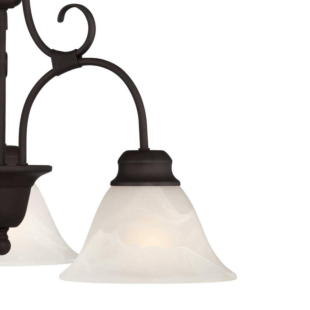 Antique Bronze Mini Crystal 3-Light Chandelier with Alabaster Glass