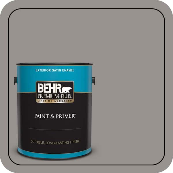 BEHR PREMIUM PLUS 1 gal. #PPU18-16 Elephant Skin Satin Enamel Exterior Paint & Primer