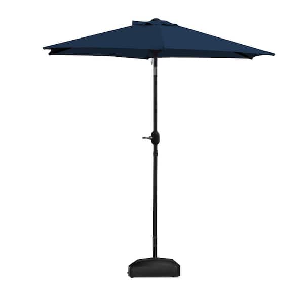 7.5 ft. Aluminium Market Tilt Patio Umbrella in Blue with Mobile Base