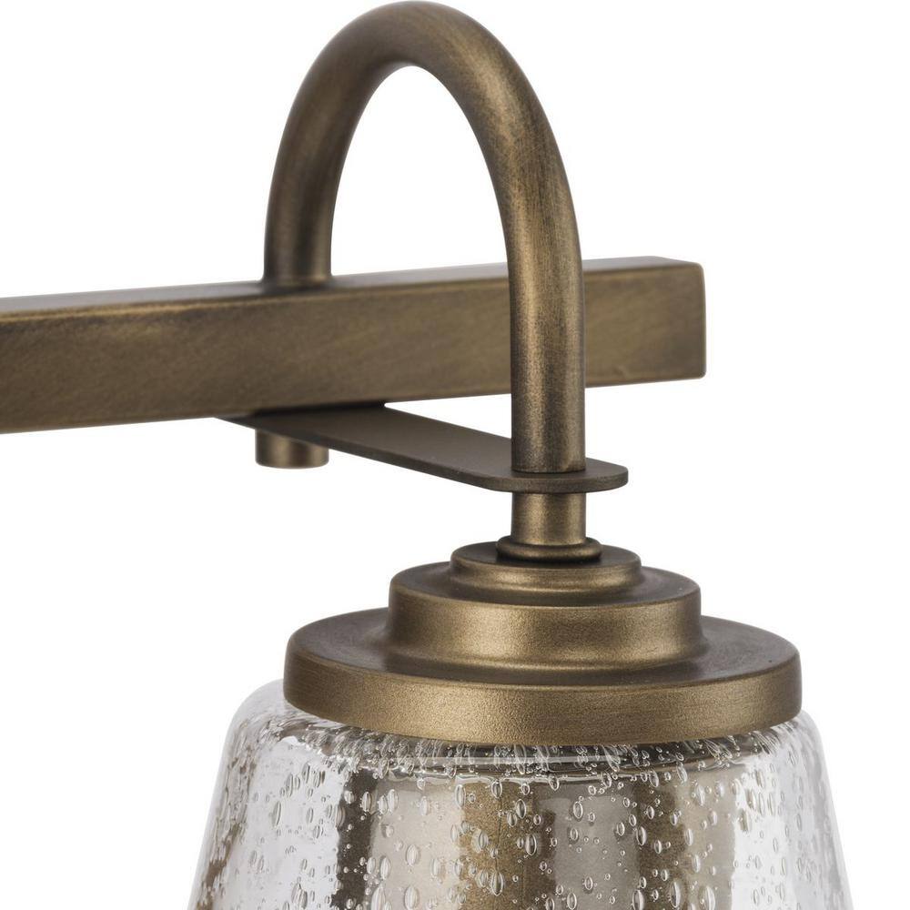 Aged Bronze 2-Light Vanity with Seeded Glass Shades