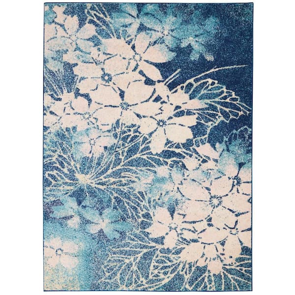 Nourison Tranquil Navy/Pink 4 ft. x 6 ft. Persian Vintage Area Rug